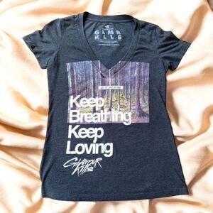 Glamour Kills size Small S Tee Keep Breathing Keep Loving deep v-neck y2k emo